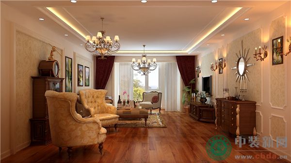 陈超设计作品：高雅而和谐的新古典主义华宅设计——客厅 图1
